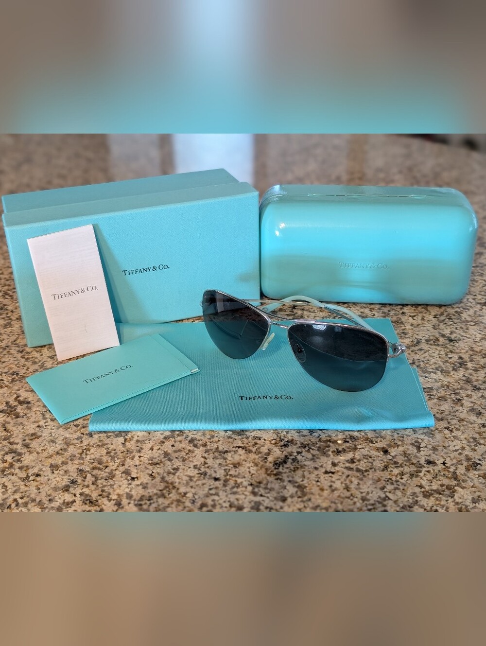 Like New Tiffany & Co. Women's Aviator Sunglasses (3021) in Polarized Silver